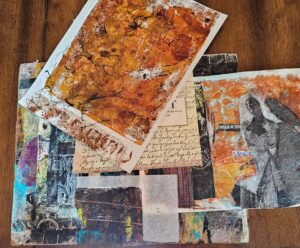 Collage materials in rich tones
