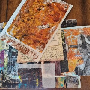 Collage materials in rich tones