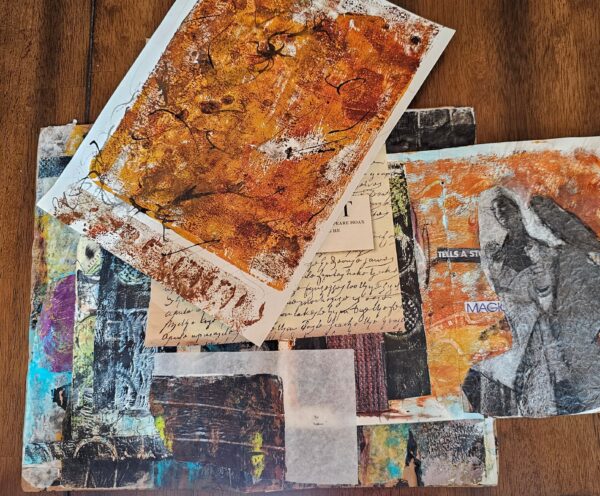 Collage materials in rich tones